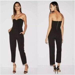 Express Strapless Black Jumpsuit Straight Leg Cocktail Party Size 2 EUC
